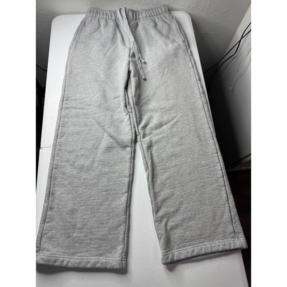 Lucid Banks Heather Grey Wide Leg Sweatpants Fleece Lined Drawstring Size Medium
